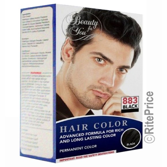 Men's Hair and Beard Black Color Dye Permanent Professional in 5 Minute (2 Pack) - Picture 6 of 7